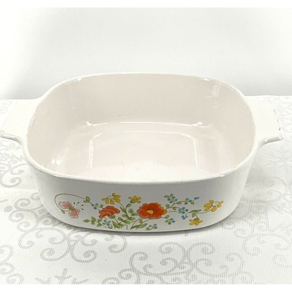 CorningWare 2 Qt A-2-B Square Casserole Dish Wildflower Floral Design Lid not in - Picture 3 of 5